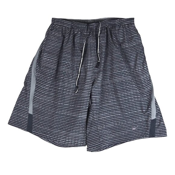 Nike Dri-FIT Black Gray Striped Shorts Sz L Lightweight Active Training 9" Lined - Picture 1 of 7